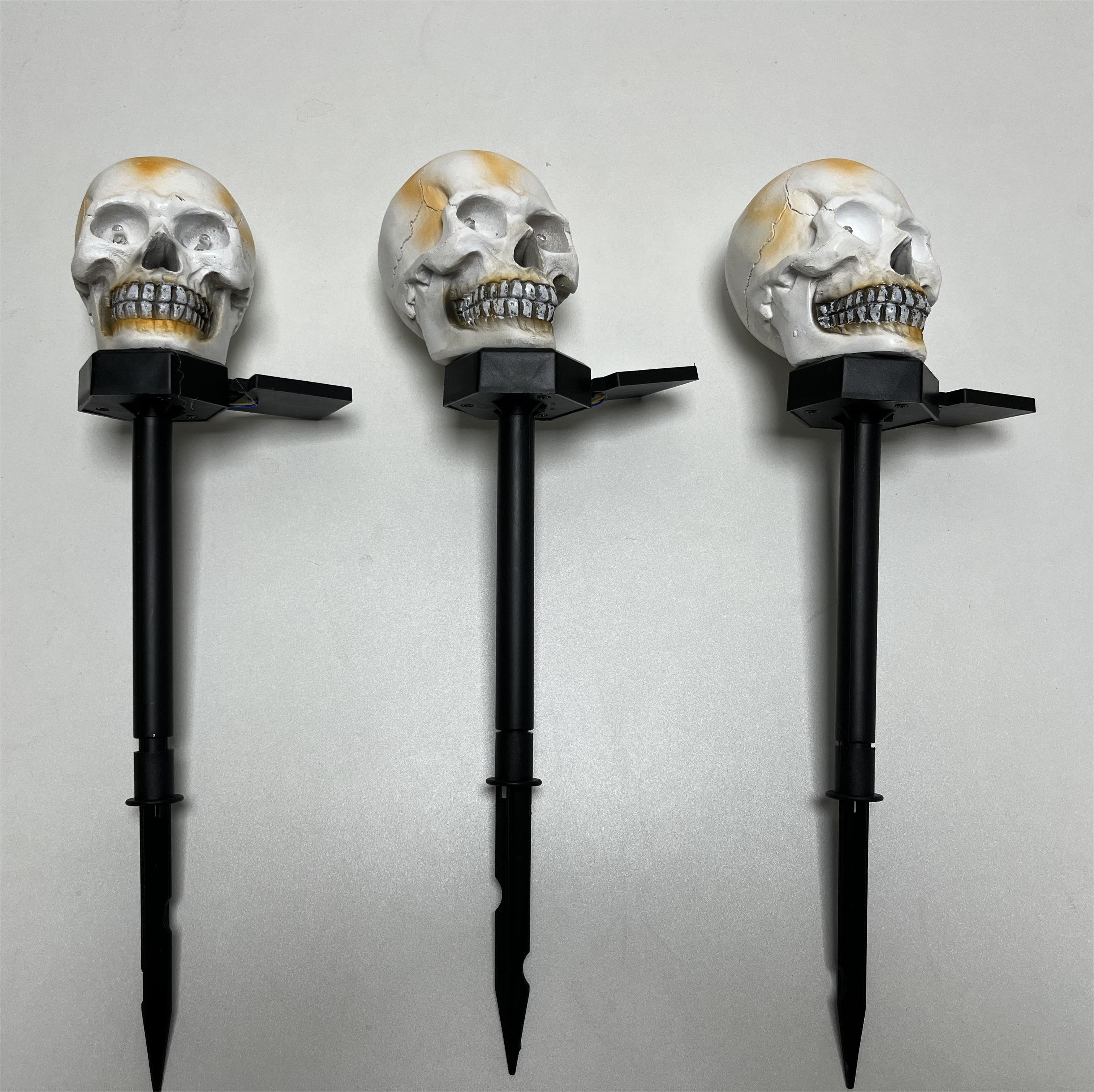 Solar Halloween Ghost Head Lights Glowing Skull Horror Ornament