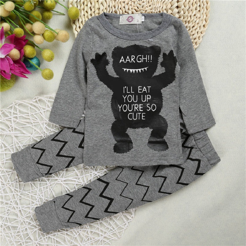 Baby 2-Piece Cotton Outfit – Printed Long Sleeve Top & Pants