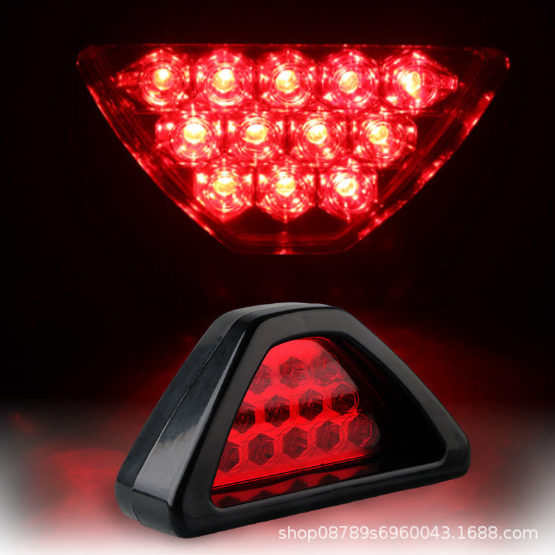Car Motorcycle Universal LED Rear Fog Light Triangle Brake Warning Light Heelpiece Pilot Light