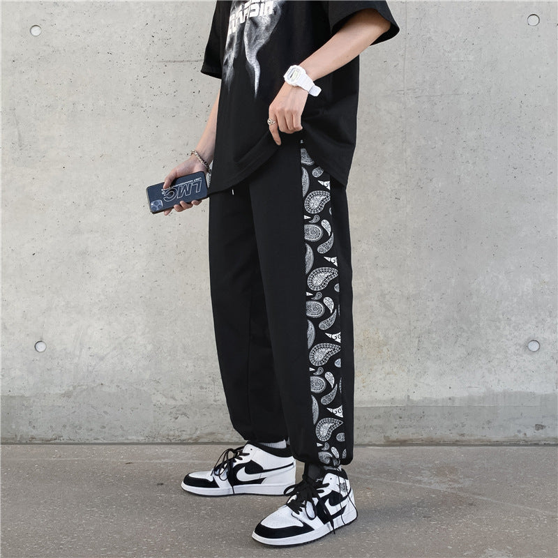 Korean Retro Cashew Flower Loose Drawstring Pants