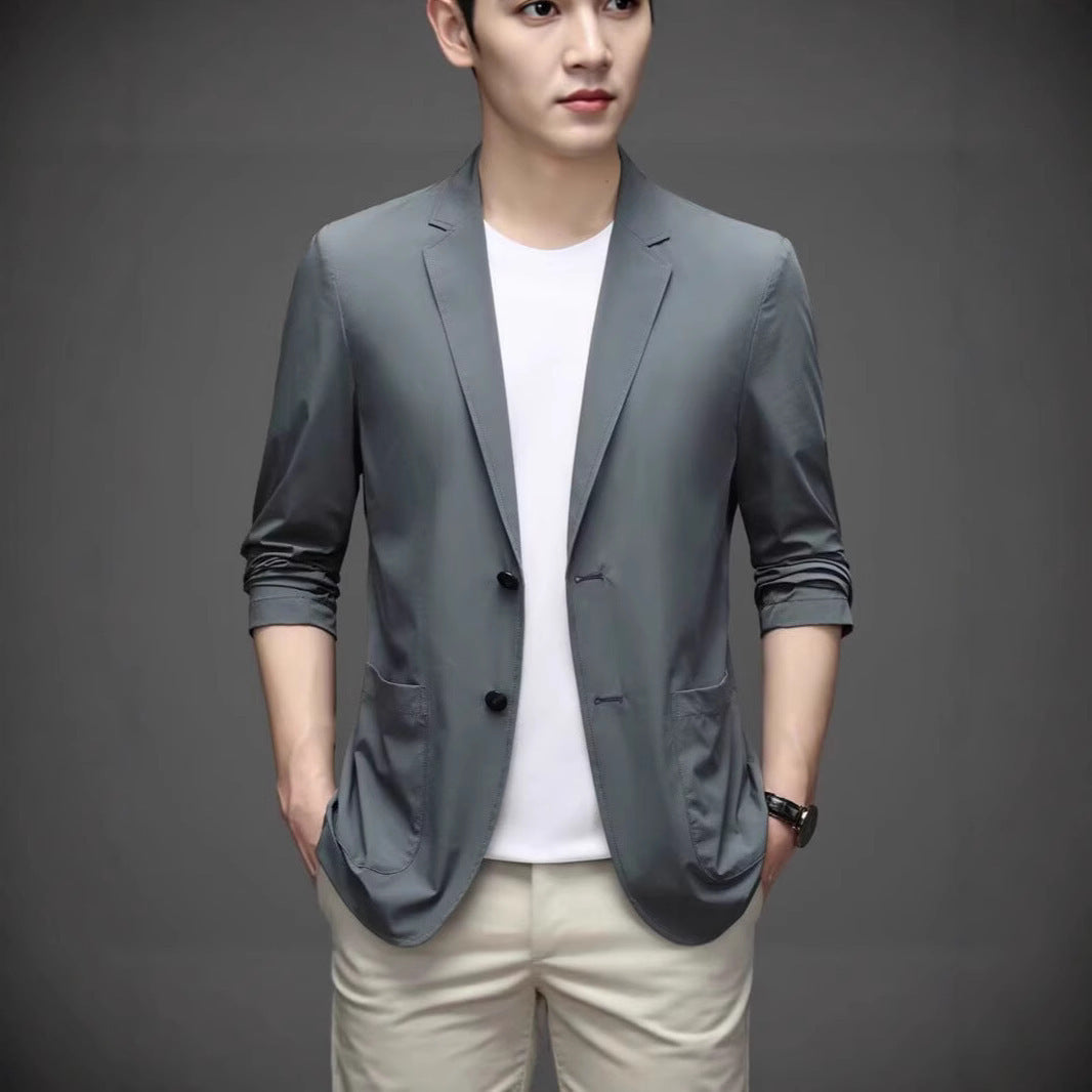 Ice Silk Men's Lightweight Casual Stretch Suit
