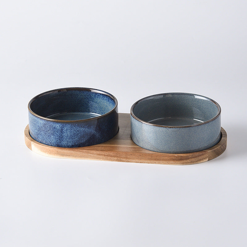 Pet Double Bowl Anti-tumble Drinking Water Rice Basin