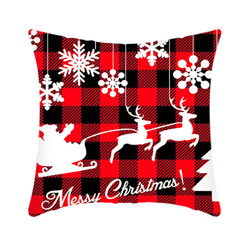 Short Plush Christmas Cushion Cover 45cm Elk Santa Pillow