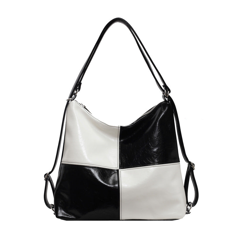 Women's Patchwork PU Tote Bag Crossbody Color Contrast