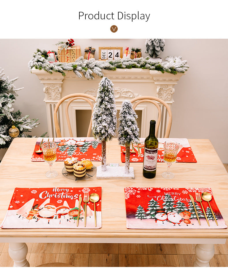 New Christmas Decorations Cartoon Old Man Table Mat Christmas Tablecloth Mat Creative Printing Placemat