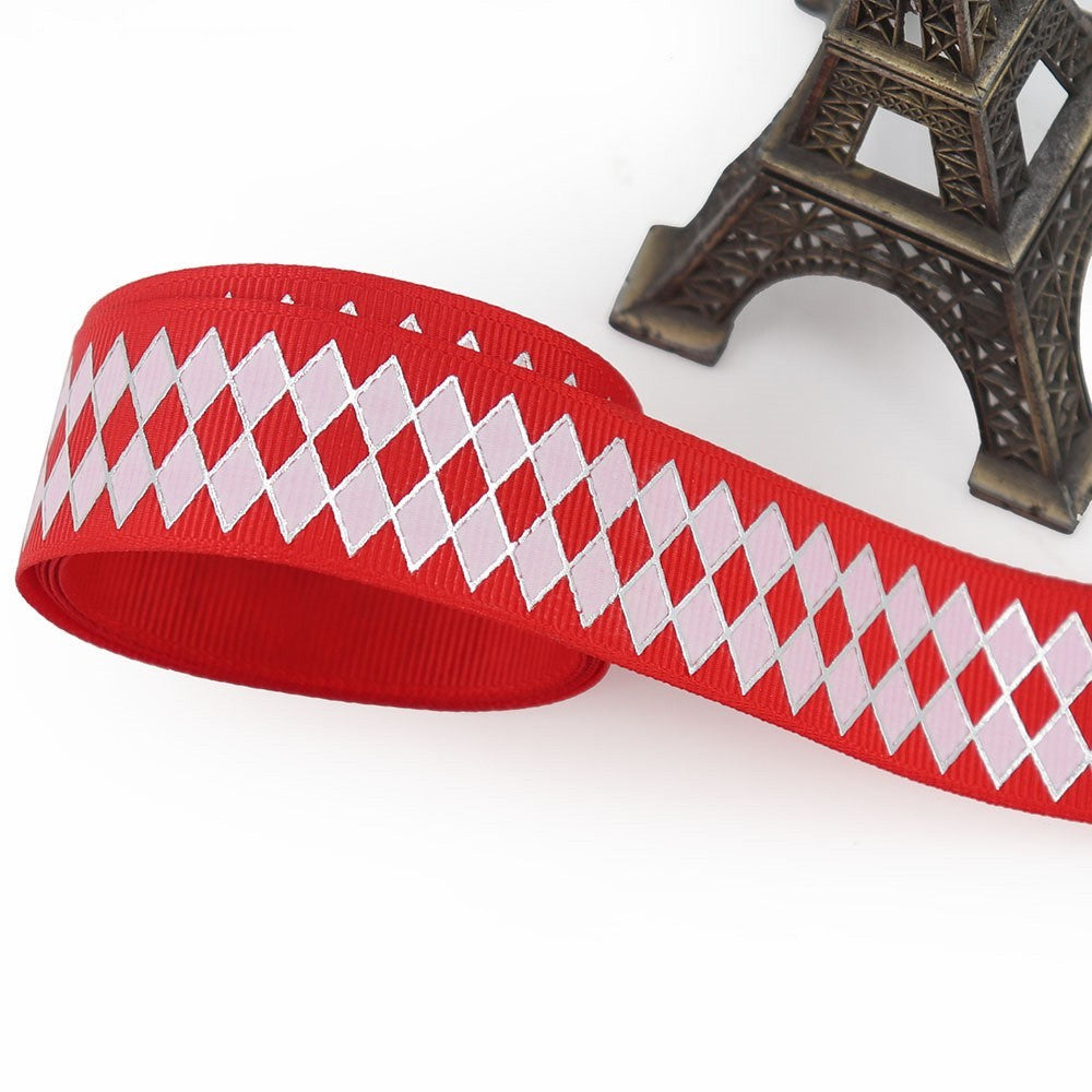 Bronzing Geometric Rib Ribbon – 25mm Decorative Craft Ribbon