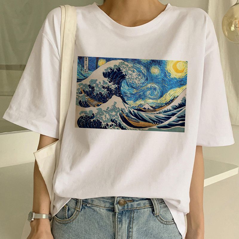 Women's Modal Art Print T Shirt Van Gogh Regular