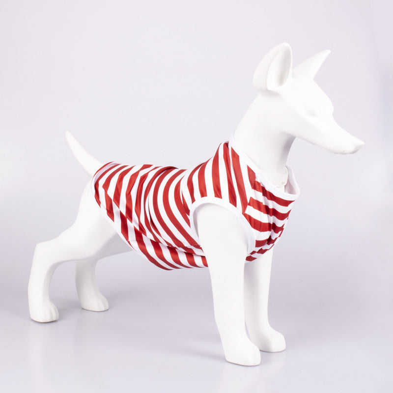 Pet Tank Top Striped Crew Neck T Shirt