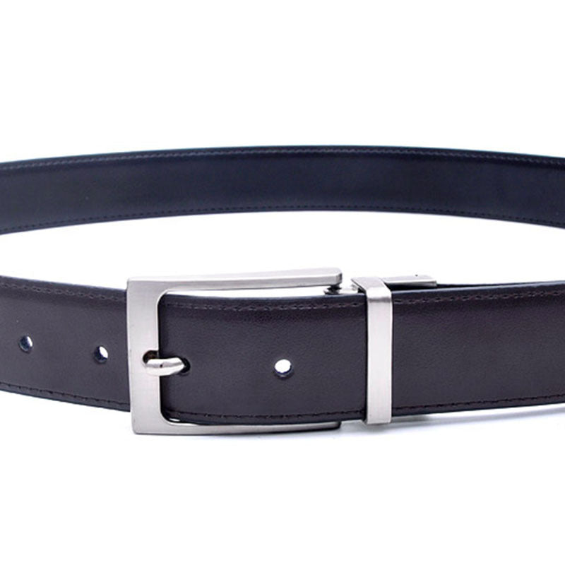 Genuine Leather Pin Buckle Belt – Classic Two-Tone Design