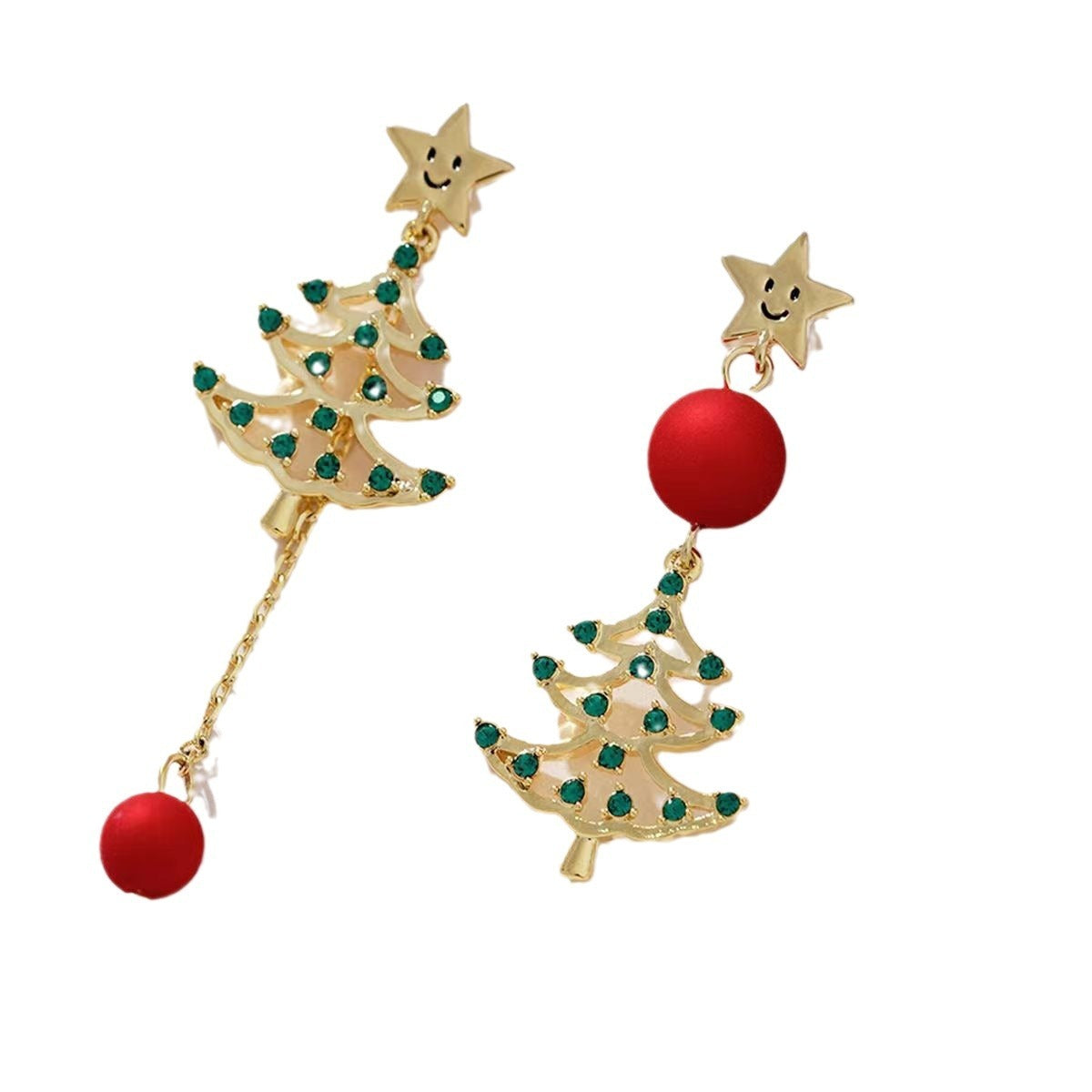 Simple Hollow-out Long Colorful Christmas Tree Tassel Earrings
