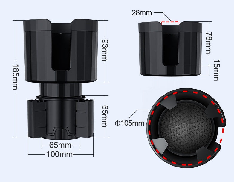 Extendable Car Cup Holder Expander – Adjustable Base for Large Bottles
