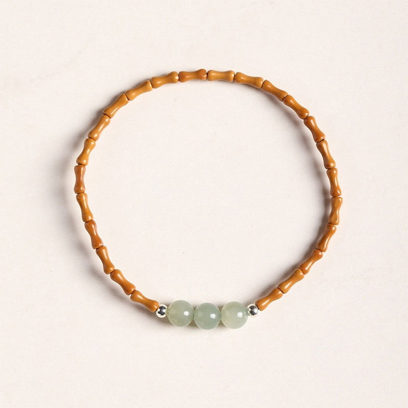 Olive Nut Bamboo Joint Hetian Jade Single Circle Bracelet Female
