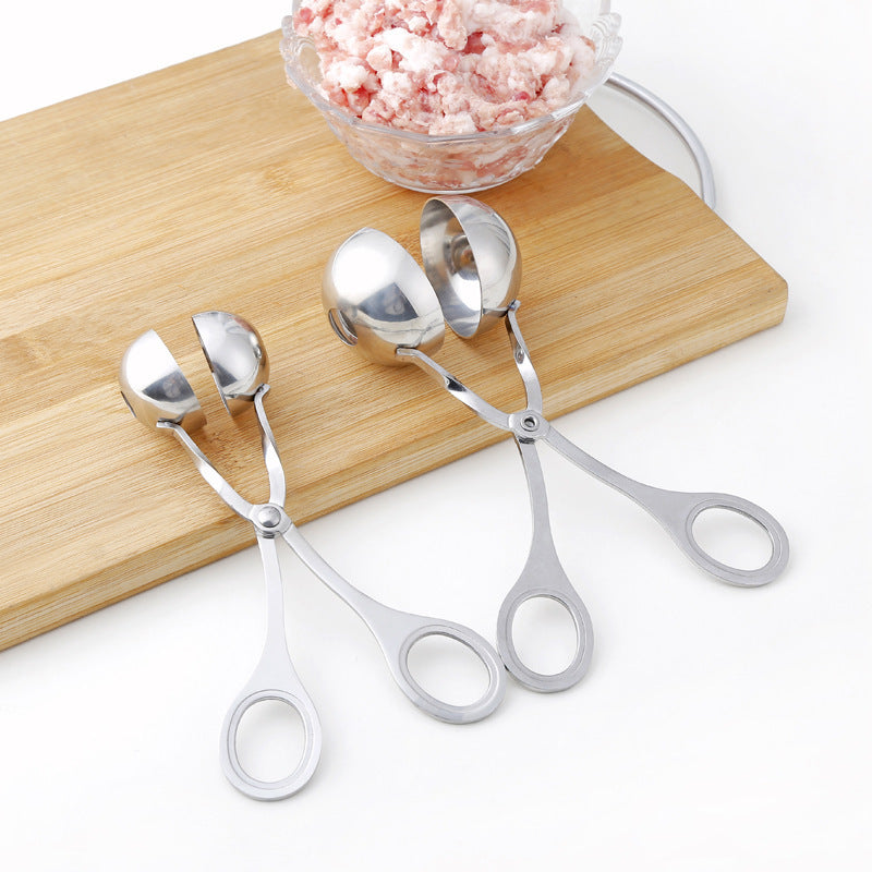 Stainless Steel Meatball Maker Tool – Fish, Meat & Rice Ball Mold with Clip Tongs