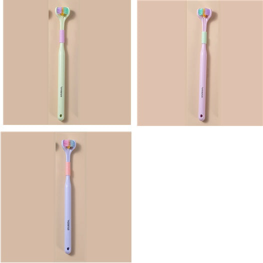 Three-Sided Macaron Soft Bristle Toothbrush – Deep Clean, Safe & Portable