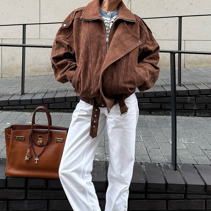 Women's Short Loose Jacket Coat Polyester Relaxed Fit