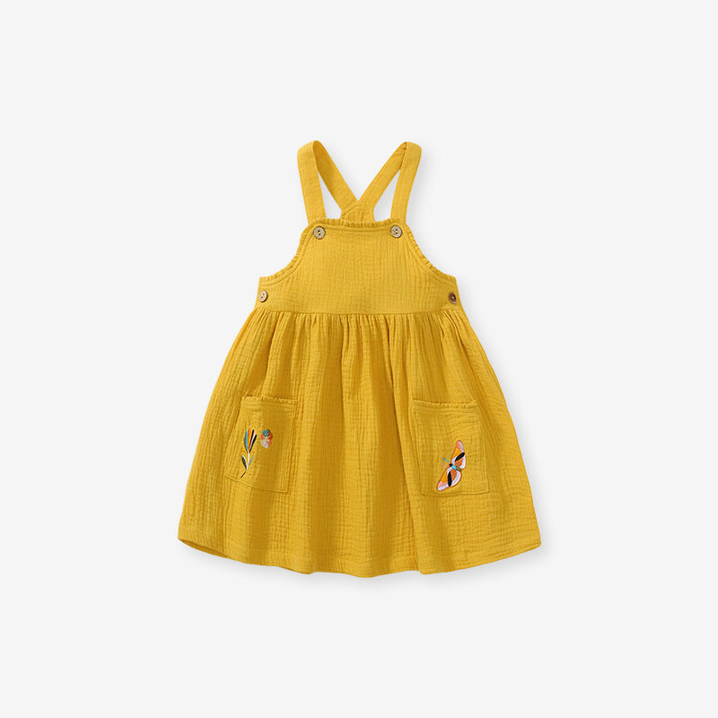 Girls' Shoulder Strap Dress European And American