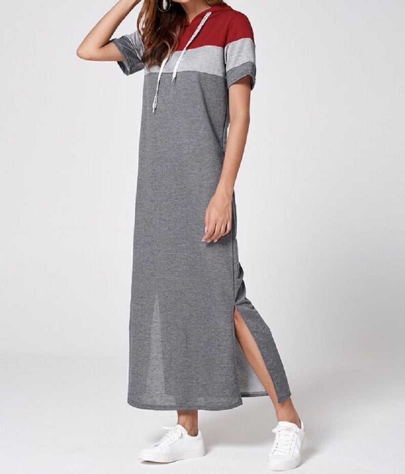 Women's Korean Color Block A-Line Sweater Dress Polyester