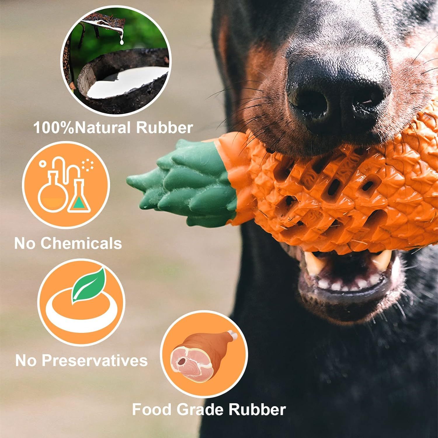 Durable Pineapple-Shaped Natural Rubber Dog Chew Toy