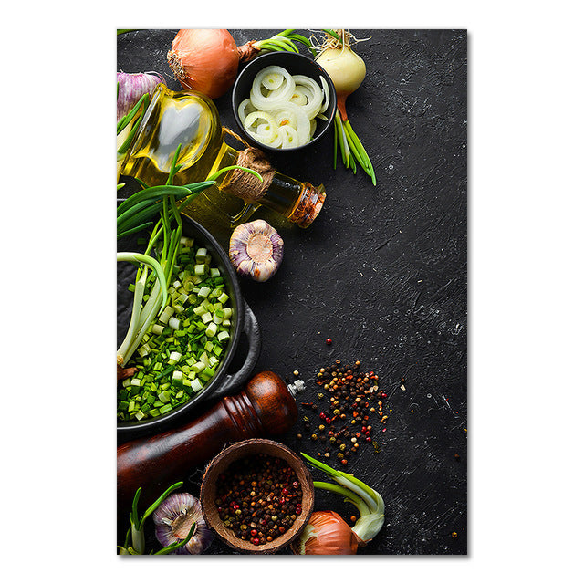 Kitchen Wall Art – Vanilla & Spice Themed Canvas Painting for Home & Restaurant Decor