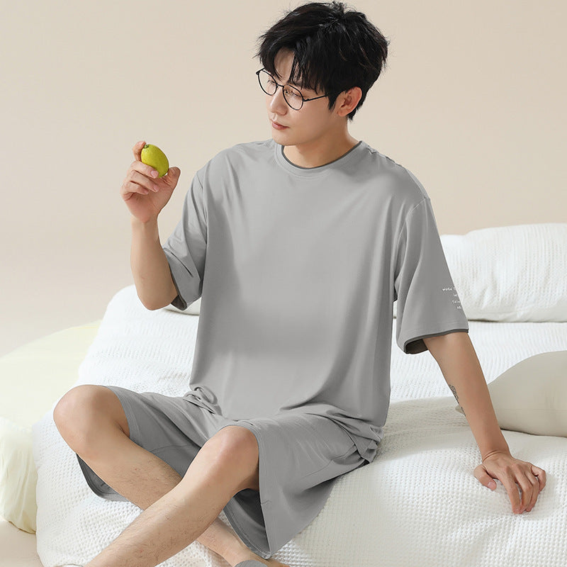 Unisex Short Sleeve Modal Ice Silk Loungewear Relaxed Fit