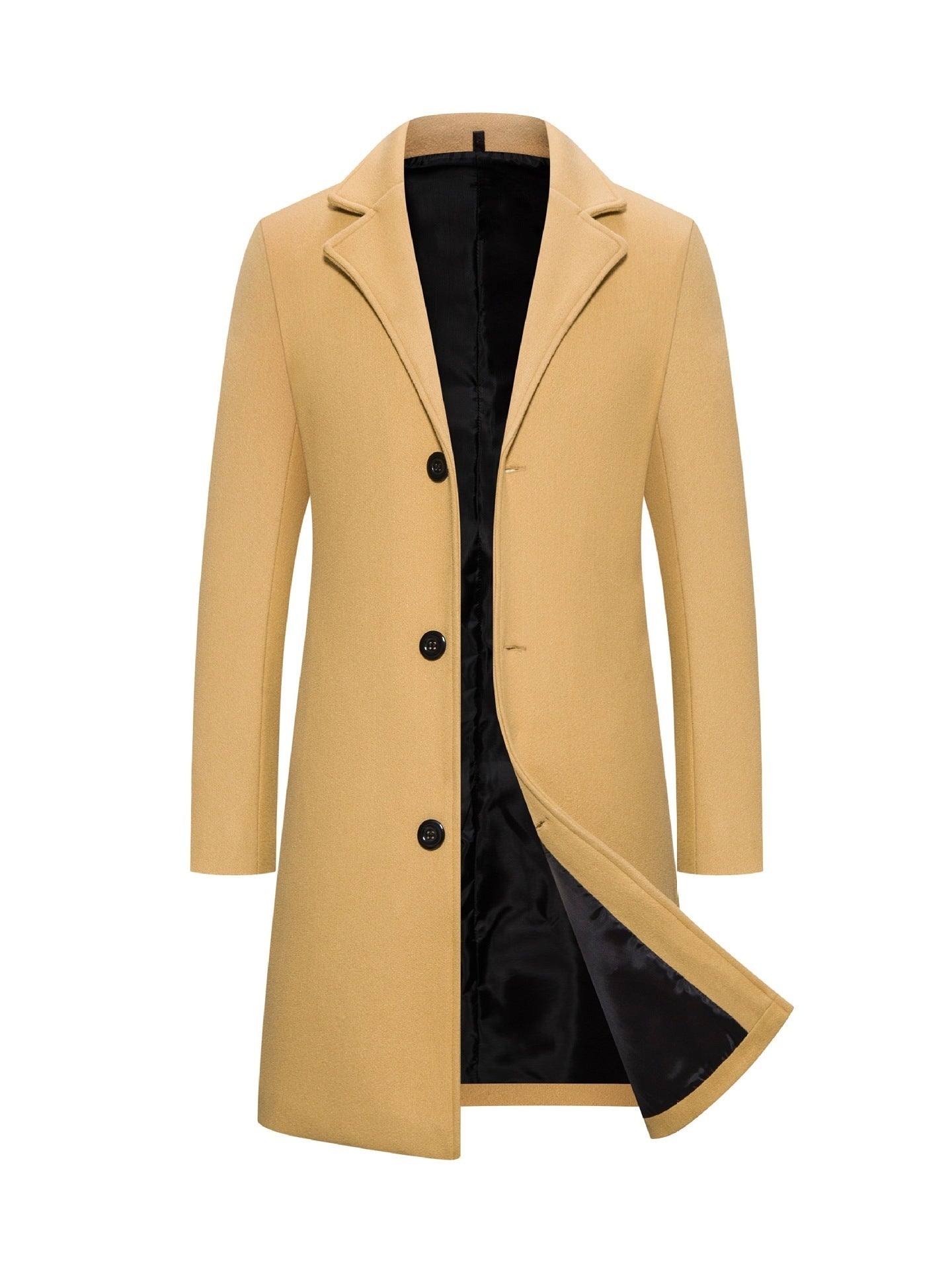 Long Solid Color Single Breasted Windbreaker Fabric