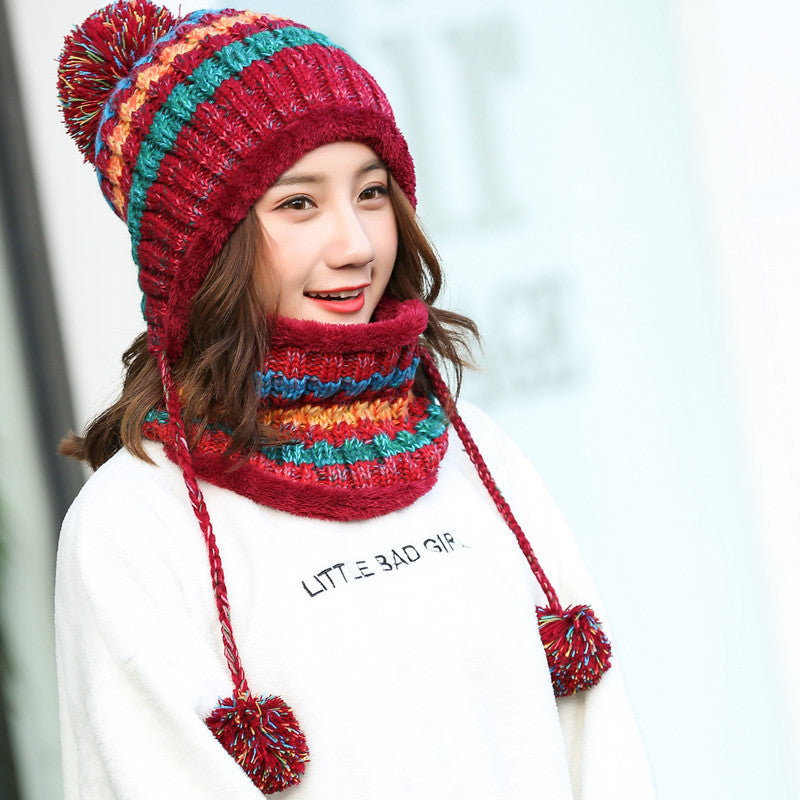 Warm Wool Knitted Hat and Scarf Set