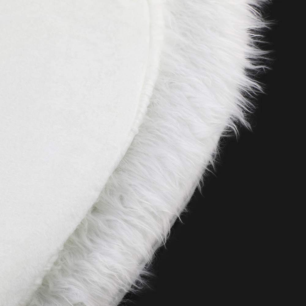 White Faux Fur Christmas Tree Skirt Plush Holiday Decoration