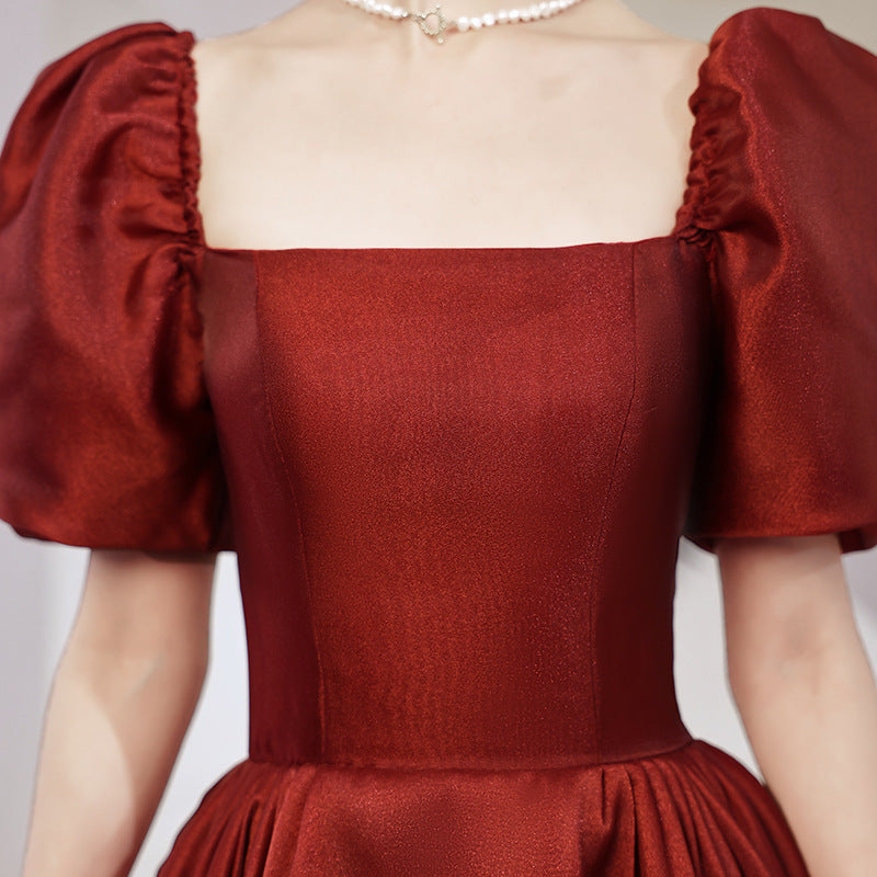 Ladies Fashion Personality Burgundy Engagement Dress