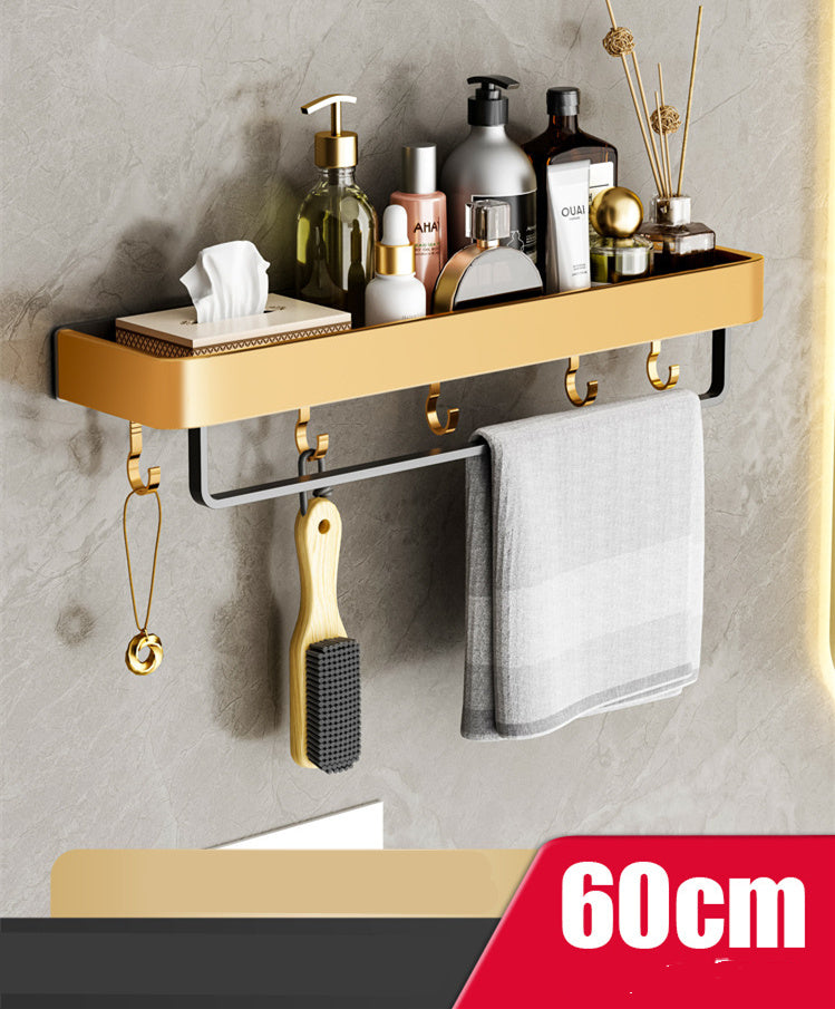 Perforated Bathroom Towel Storage Rack – Wall-Mounted, Drilled Installation