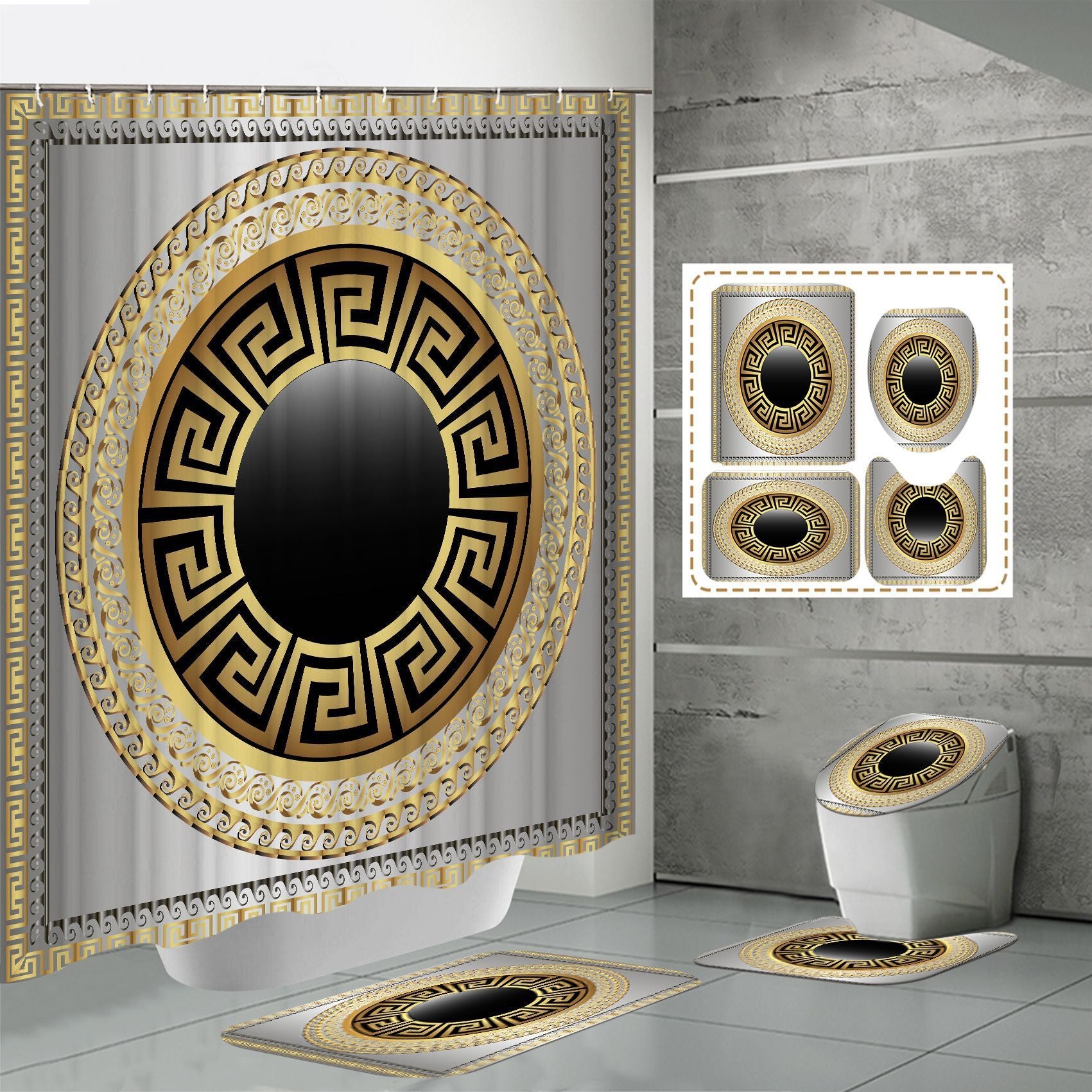 3D Digital Printing Punch-free Polyester Shower Curtain
