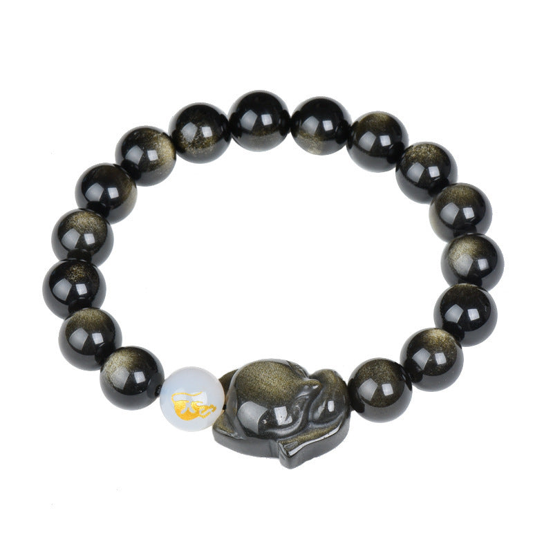 Natural Obsidian Bracelet Zodiac Guardian