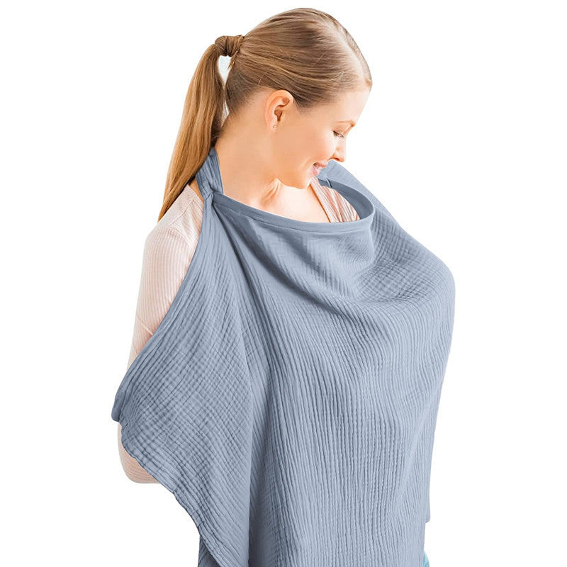 Muslin Nursing Cover – Breathable Cotton Breastfeeding Apron with Rigid Hoop & Multi-Use Canopy