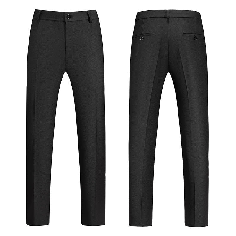 Boys Business Pants – Straight Solid Color Draping Effect Trousers