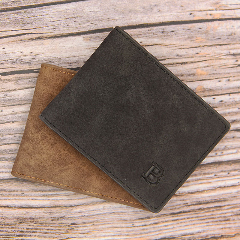 Men's Short PU Leather Wallet Embossed Vintage Style