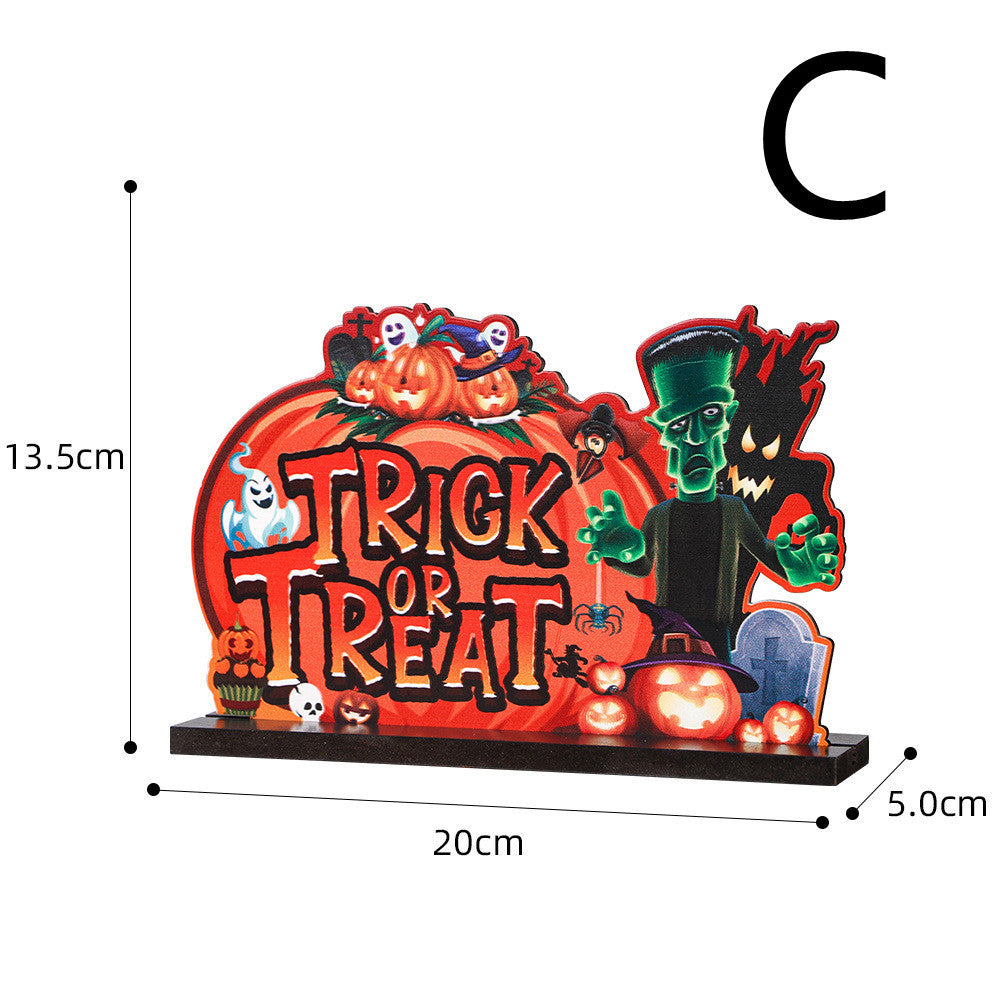 Halloween Wooden Ornaments Horror Atmosphere Arrangement Pumpkin Decoration