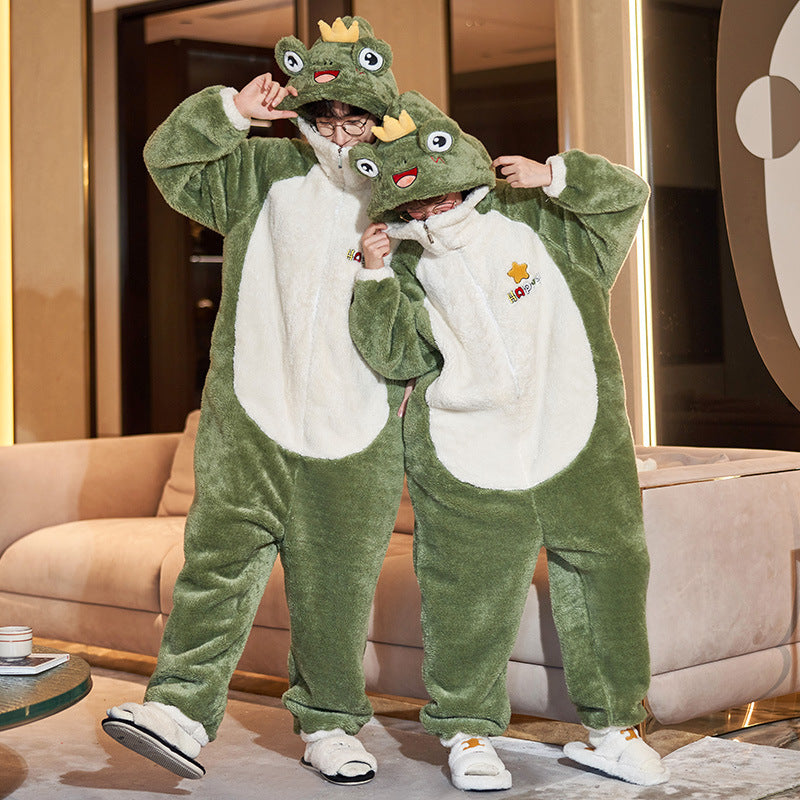 Couple Pajamas Female Coral Animal Pajamas Men Dinosaur One-piece Homewear Clothing