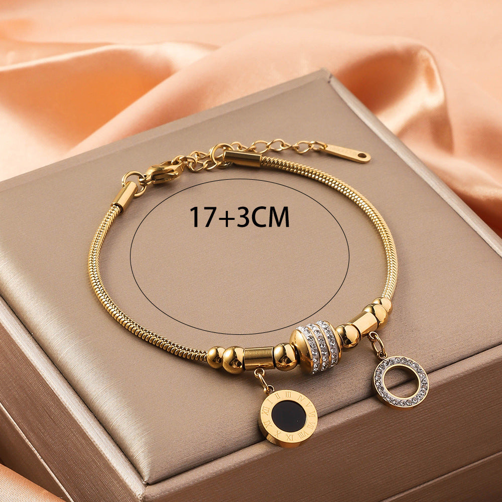 Titanium Steel Inlaid Shell Non-fading Advanced Design Bracelet