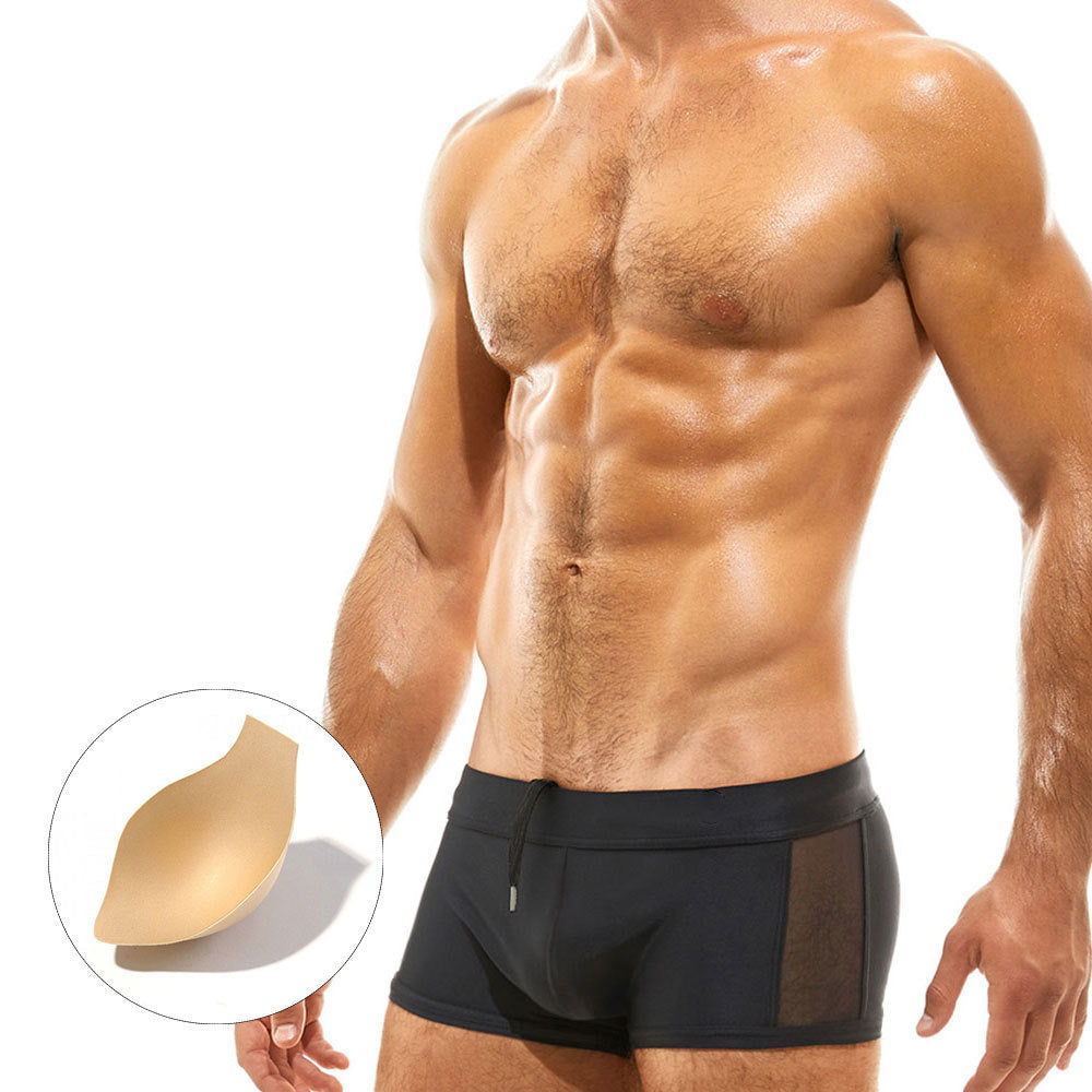 Mesh Stitching Boxer Swimming Trunks