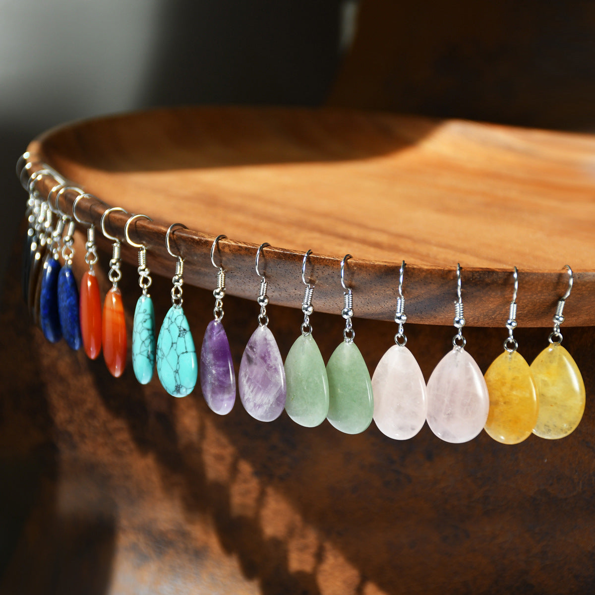 New Chinese Style Ornament Water Drop Natural Stone Earrings
