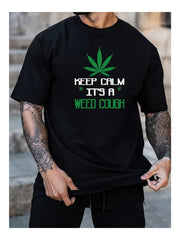 Unisex Slim Fit Cotton Tee Marijuana Leaf Pattern Design