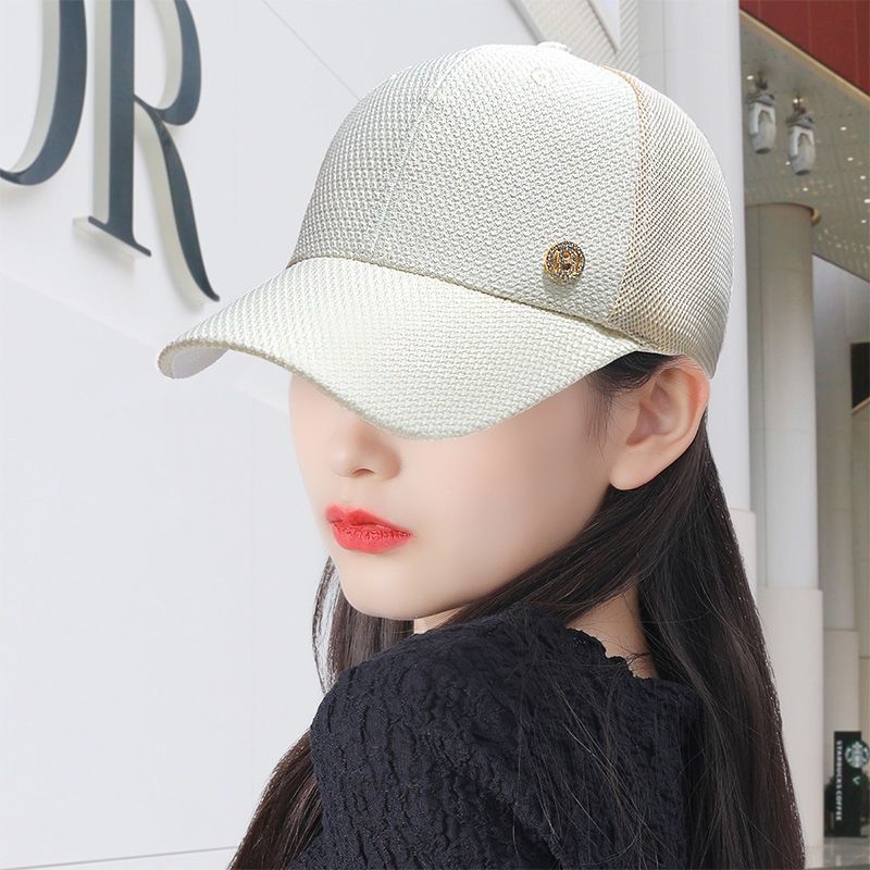 Women's Breathable Mesh Sunshade Rhinestone Letter Peaked Hat