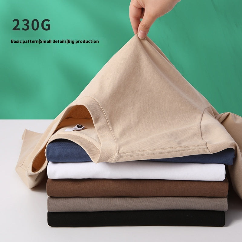 230g Heavy T-shirt Double Yarn Solona Round Neck Bottoming Shirt American Drop Shoulder