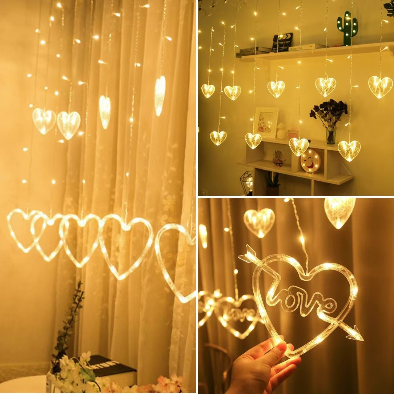 Led Heart-shaped Decorative Curtain Decorative Lights