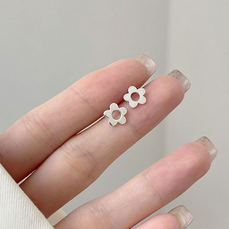 S925 Sterling Silver Flower Ear Studs Trendy Jewelry