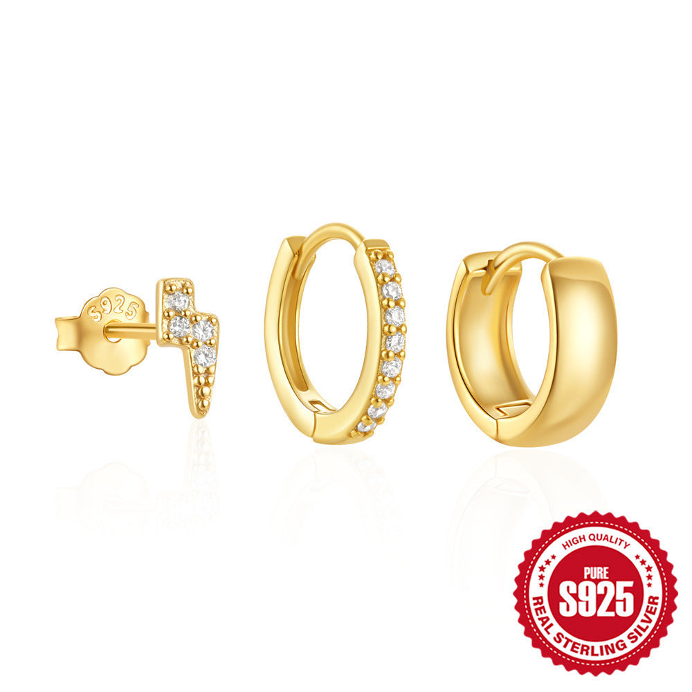 S925 Sterling Silver Classic Ear Ring High-end Temperament Earrings Women's Set