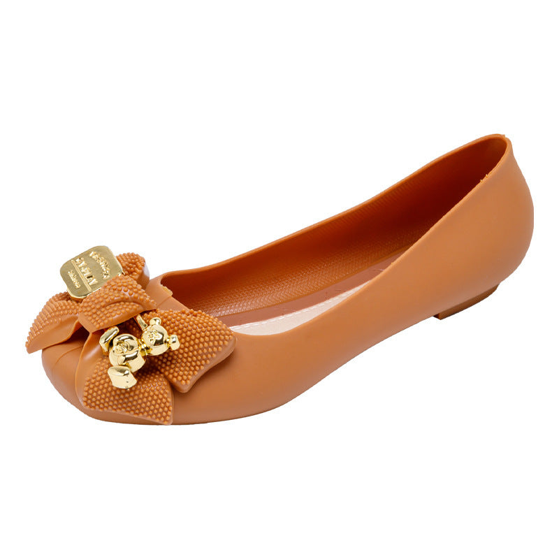 Women's Sandals Solid Color Flat Fashion Buckle Bow Summer Outdoor Casual