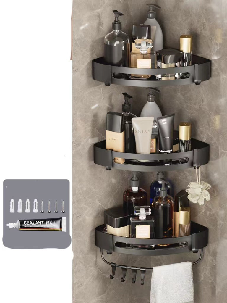 Bathroom Triangle Shelf – Wall-Mounted Perforated Simple Corner Storage Rack