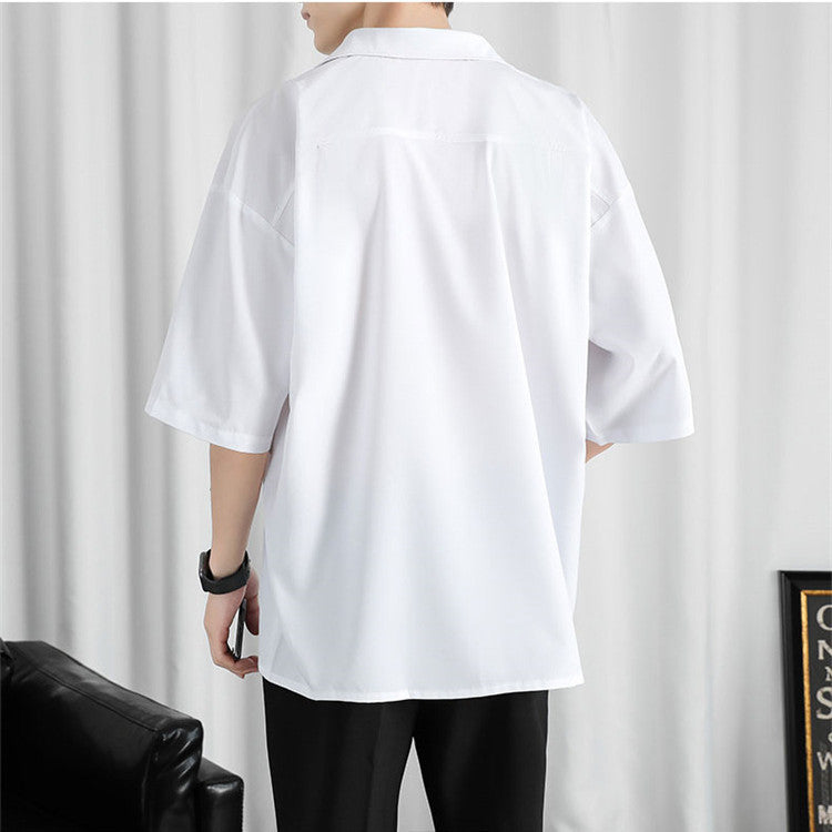 Men's Fashion Casual Loose Solid Color Shirt