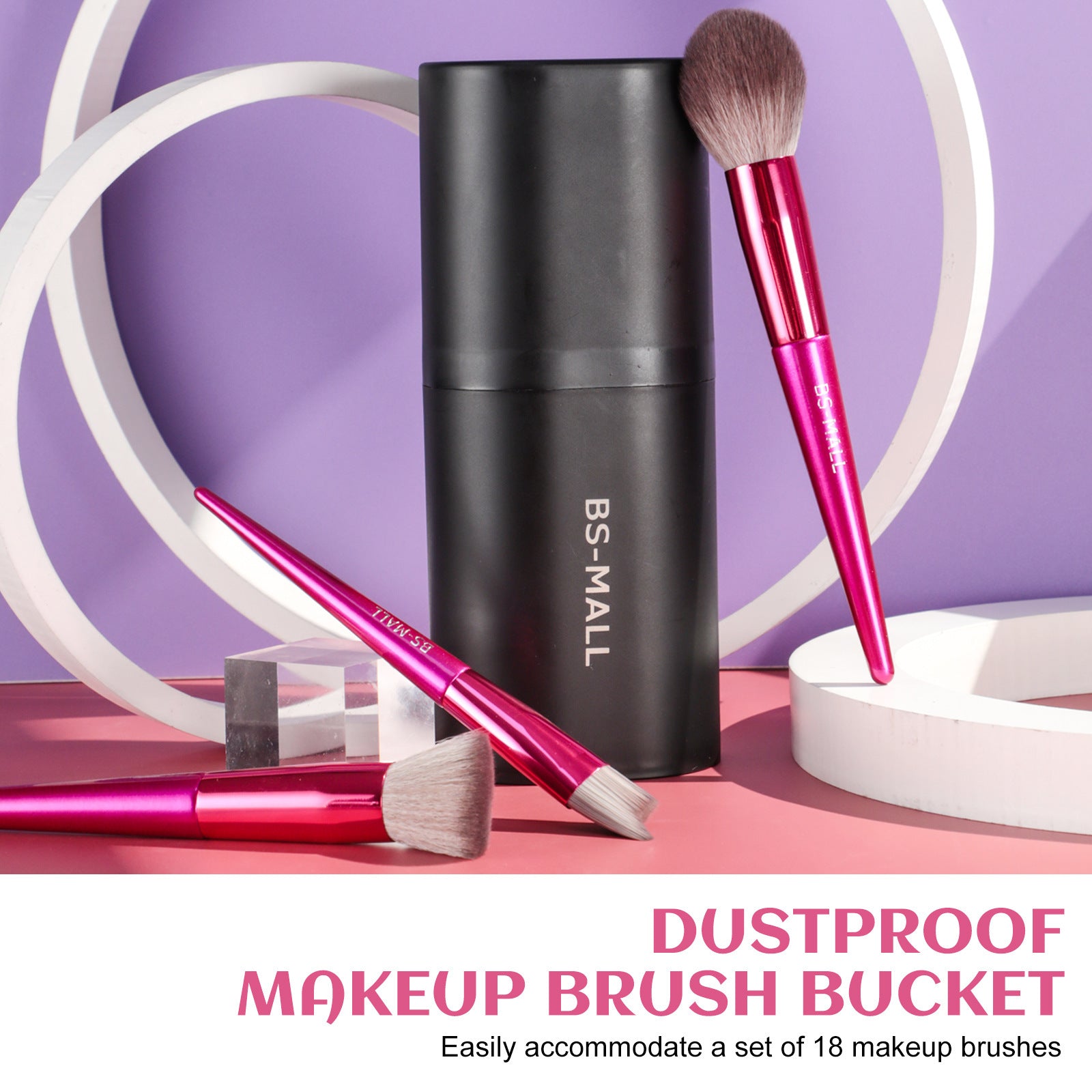 18-Piece Red Makeup Brush Set – Long Handle Professional Beauty Tools