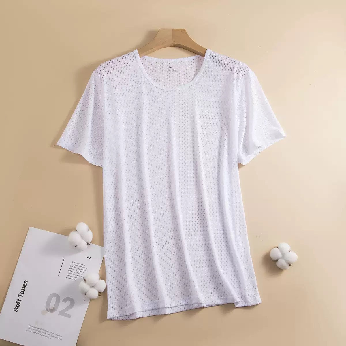 Ice Silk Short Sleeve T-shirt Men's Ultra-thin Mesh Loose Quick-drying Crew Neck
